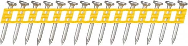 DeWALT - 13 Gauge 0.102" Shank Diam 1" Long Concrete Nails for Power Nailers - Steel, Zinc Finish, Smooth Shank, Angled Stick Plastic Collation, Round Head - Americas Industrial Supply