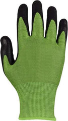 PRO-SAFE - Size XL (10), ANSI Cut Lvl A3, Micro-Foam Nitrile Coated Dyneema Diamond HPPE liner Cut Resistant Gloves - Palm & Fingers Coated, Knit Wrist, Green, Paired - Americas Industrial Supply