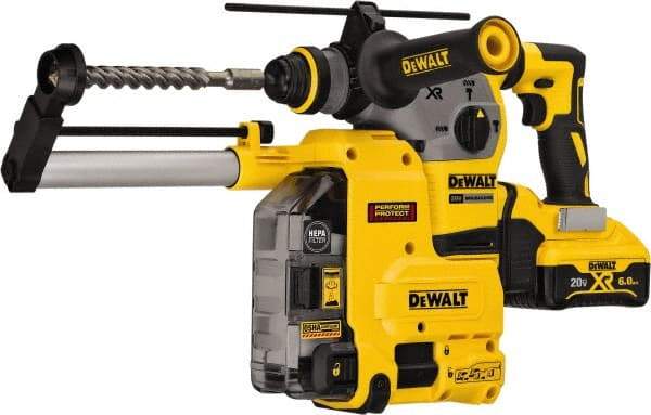 DeWALT - 20 Volt 1-1/8" SDS Plus Chuck Cordless Rotary Hammer - 0 to 4,480 BPM, 0 to 1,000 RPM, Reversible - Americas Industrial Supply