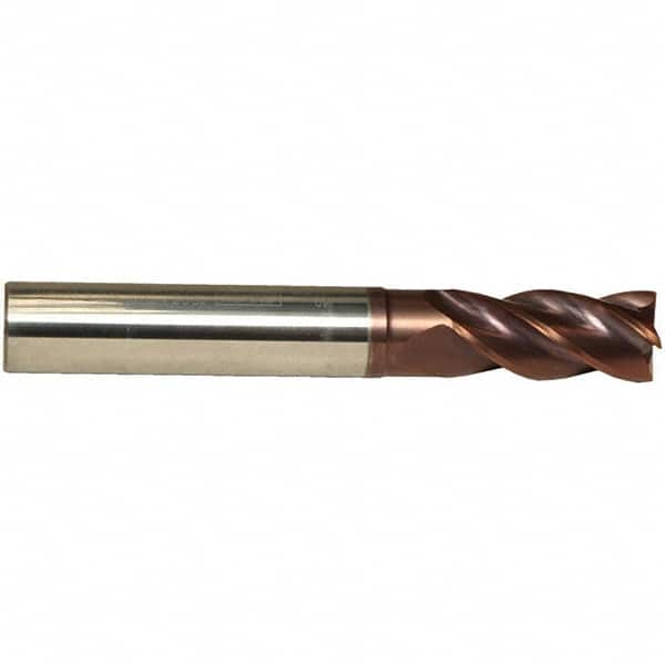 Emuge - 1/2" Diam, 1-1/8" LOC, 4 Flute Solid Carbide Roughing & Finishing End Mill - TiAlN Finish, 3-1/4" OAL, 1/2" Shank Diam, Cylindrical Shank, 38° Helix, Centercutting, Long Length - Americas Industrial Supply