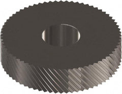 Made in USA - 1" Diam, 90° Tooth Angle, 12 TPI, Standard (Shape), Form Type Cobalt Left-Hand Diagonal Knurl Wheel - 0.236" Face Width, 5/16" Hole, Circular Pitch, 30° Helix, Ferritic Nitrocarburizing Finish, Series OS - Exact Industrial Supply