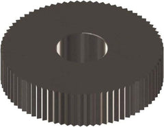 Made in USA - 1" Diam, 90° Tooth Angle, 14 TPI, Standard (Shape), Form Type Cobalt Straight Knurl Wheel - 0.236" Face Width, 5/16" Hole, Circular Pitch, 0° Helix, Ferritic Nitrocarburizing Finish, Series OS - Exact Industrial Supply