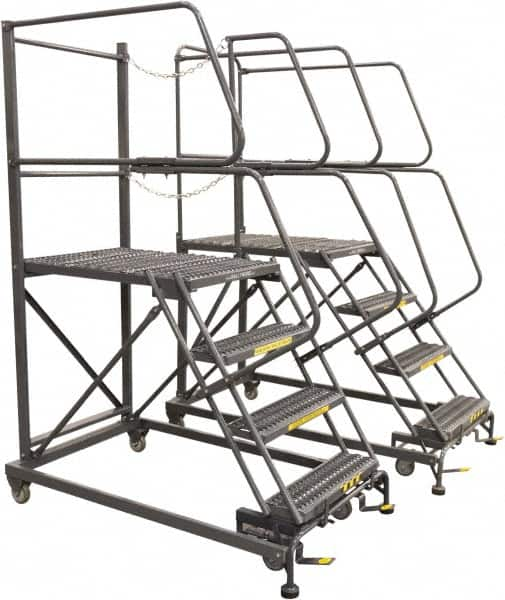 Ballymore - 106" 7 Step Single Entry Work Platform - Rolling Work Platform, 800 Lb Capacity, 70" Platform Height, 38" Base Width x 78" Base Depth, Grip Strut - Americas Industrial Supply