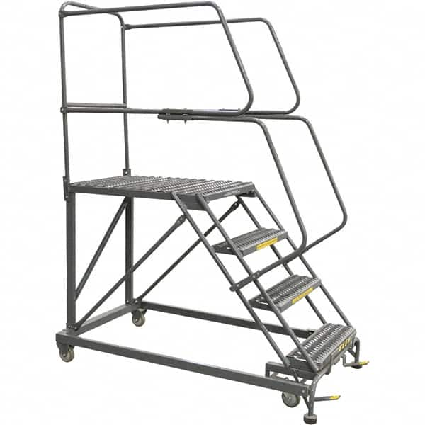 Ballymore - 76" 4 Step Single Entry Work Platform - Rolling Work Platform, 800 Lb Capacity, 40" Platform Height, 38" Base Width x 83" Base Depth, Grip Strut - Americas Industrial Supply