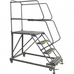 Ballymore - 76" 4 Step Single Entry Work Platform - Rolling Work Platform, 800 Lb Capacity, 40" Platform Height, 38" Base Width x 83" Base Depth, Grip Strut - Americas Industrial Supply