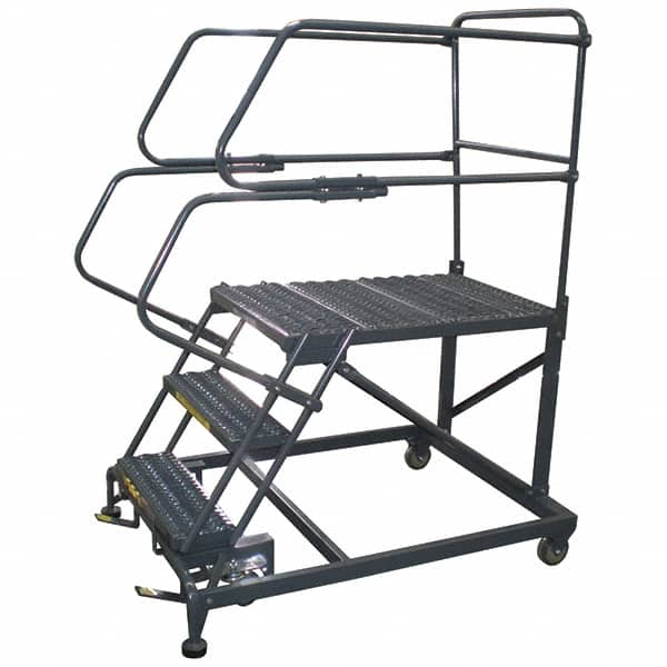 Ballymore - 66" 3 Step Single Entry Work Platform - Rolling Work Platform, 800 Lb Capacity, 30" Platform Height, 38" Base Width x 77" Base Depth, Grip Strut - Americas Industrial Supply