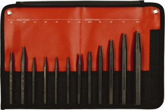 Mayhew - 12 Piece, 3/32 to 3/8", Center & Prick Punch Set - Hex Shank, Steel, Comes in Kit Bag - Americas Industrial Supply