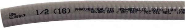 Anaconda Sealtite - 1-1/2" Trade Size, 50' Long, Flexible Liquidtight Conduit - PVC, 38.1mm ID, Gray - Americas Industrial Supply