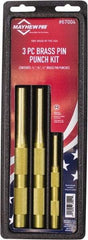 Mayhew - 3 Piece, 1/4 to 1/2", Pin Punch Set - Round Shank, Brass, Comes in Plastic Tray - Americas Industrial Supply