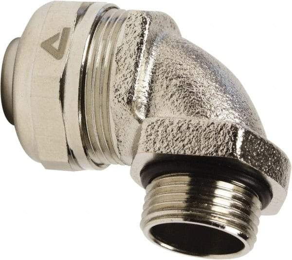 Anaconda Sealtite - 25mm Trade, Nickel Plated Brass Threaded 90° Liquidtight Conduit Connector - Partially Insulated - Americas Industrial Supply