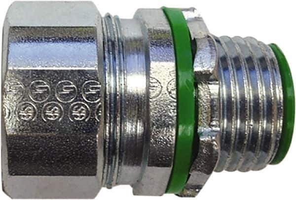 Anaconda Sealtite - 2-1/2" Trade, Zinc Plated Steel Threaded Straight Liquidtight Conduit Connector - Insulated - Americas Industrial Supply