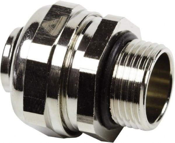 Anaconda Sealtite - 3/8" Trade, Nickel Plated Brass Threaded Straight Liquidtight Conduit Connector - Partially Insulated - Americas Industrial Supply