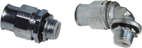 Anaconda Sealtite - 3/8" Trade, Zinc Plated Steel Threaded 90° Liquidtight Conduit Connector - Insulated - Americas Industrial Supply