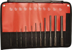 Mayhew - 11 Piece, 1.5 to 12mm, Pin Punch Set - Hex Shank, Steel, Comes in Kit Bag - Americas Industrial Supply