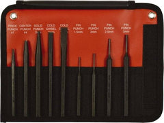 Mayhew - 9 Piece, 9/32 to 5/32", Pin Punch Set - Hex Shank, Steel, Comes in Kit Bag - Americas Industrial Supply