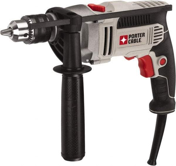 Porter-Cable - 120 Volt 1/2" Keyed Chuck Electric Hammer Drill - 0 to 57,000 BPM, 0 to 3,100 RPM, Reversible - Americas Industrial Supply