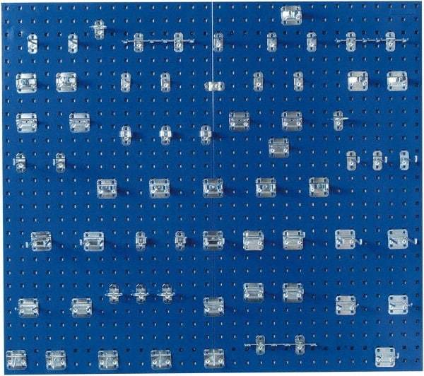 Triton - 24" Wide x 42-1/2" High Peg Board Kit - 2 Panels, 63 Hooks, Steel with Epoxy Coating, Blue - Americas Industrial Supply