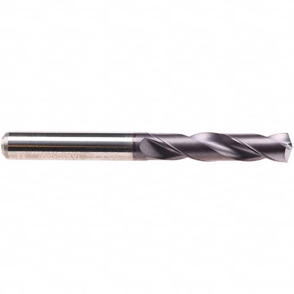Emuge - 5/8" 140° Spiral Flute Solid Carbide Screw Machine Drill Bit - TiAlN Finish, Right Hand Cut, 65mm Flute Length, 115mm OAL, Four Facet Point, Straight Shank - Americas Industrial Supply