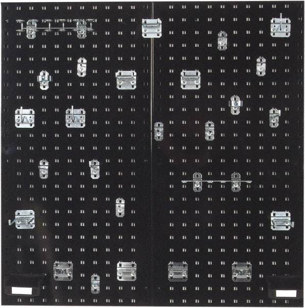 Triton - 18" Wide x 36" High Peg Board Kit - 2 Panels, 28 Hooks, Steel with Epoxy Coating, Black - Americas Industrial Supply