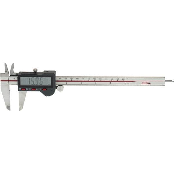 SPI - 0 to 200mm Range, 0.01mm Resolution, Electronic Caliper - Stainless Steel with 50mm Stainless Steel Jaws, 0.03mm Accuracy - Americas Industrial Supply