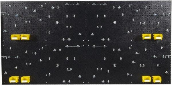 Triton - 24" Wide x 48" High Peg Board Kit - 4 Panels, 96 Hooks, Polyethylene, Black - Americas Industrial Supply