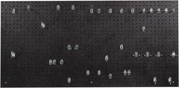 Triton - 24" Wide x 48" High Peg Board Kit - 1 Panel, 36 Hooks, Polyethylene, Black - Americas Industrial Supply