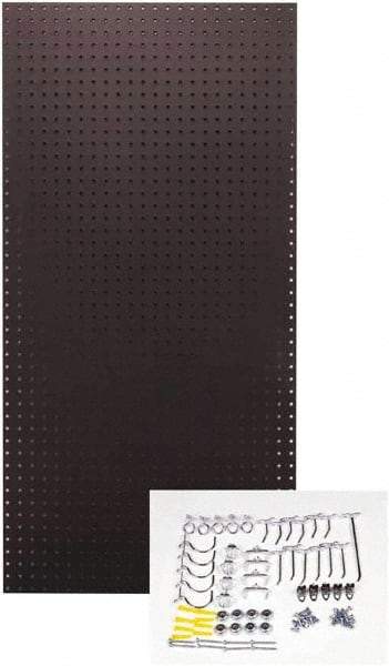Triton - 24" Wide x 48" High Peg Board Kit - 1 Panel, 36 Hooks, Tempered Hardboard, Black - Americas Industrial Supply
