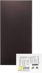 Triton - 24" Wide x 48" High Peg Board Kit - 1 Panel, 36 Hooks, Tempered Hardboard, Black - Americas Industrial Supply