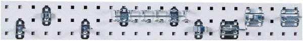 Triton - 4-1/2" Wide x 36" High Peg Board Strip - 1 Panel, 8 Hooks, Steel with Epoxy Coating, White - Americas Industrial Supply
