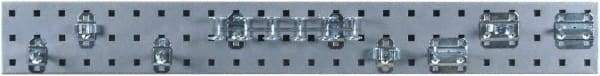 Triton - 4-1/2" Wide x 36" High Peg Board Strip - 1 Panel, 8 Hooks, Steel with Epoxy Coating, Silver - Americas Industrial Supply
