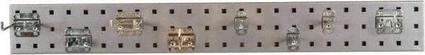 Triton - 4-1/2" Wide x 36" High Peg Board Strip - 1 Panel, 8 Hooks, Steel with Epoxy Coating, Silver - Americas Industrial Supply