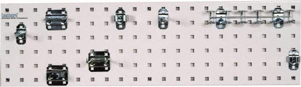 Triton - 9" Wide x 31-1/2" High Peg Board Strip - 1 Panel, 8 Hooks, Steel with Epoxy Coating, White - Americas Industrial Supply