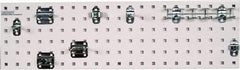 Triton - 9" Wide x 31-1/2" High Peg Board Strip - 1 Panel, 8 Hooks, Steel with Epoxy Coating, White - Americas Industrial Supply