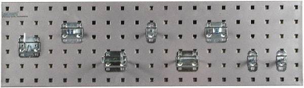 Triton - 9" Wide x 21-1/2" High Peg Board Strip - 1 Panel, 8 Hooks, Steel with Epoxy Coating, Silver - Americas Industrial Supply