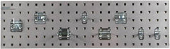 Triton - 9" Wide x 21-1/2" High Peg Board Strip - 1 Panel, 8 Hooks, Steel with Epoxy Coating, Silver - Americas Industrial Supply