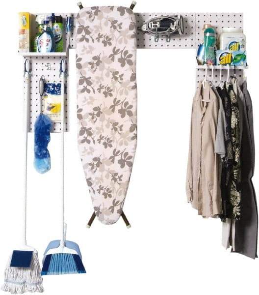 Triton - 30" Wide x 55" High Peg Board Strip - 3 Panels, 9 Hooks, Steel with Epoxy Coating, White - Americas Industrial Supply