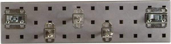 Triton - 4-1/2" Wide x 18" High Peg Board Strip - 1 Panel, 5 Hooks, Steel with Epoxy Coating, Silver - Americas Industrial Supply