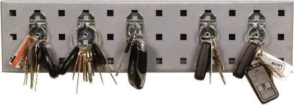 Triton - 4-1/2" Wide x 18" High Peg Board Strip - 1 Panel, 5 Hooks, Steel with Epoxy Coating, Silver - Americas Industrial Supply