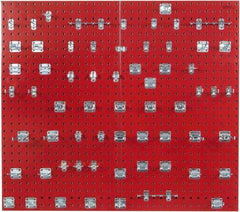 Triton - 24" Wide x 42-1/2" High Peg Board Kit - 2 Panels, 63 Hooks, Steel with Epoxy Coating, Red - Americas Industrial Supply