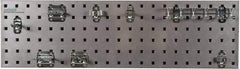 Triton - 9" Wide x 21-1/2" High Peg Board Strip - 1 Panel, 8 Hooks, Steel with Epoxy Coating, Silver - Americas Industrial Supply