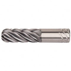 Kennametal - 1-1/4", 6 Flute, Single End, Solid Carbide, 3/8" Corner Radius End Mill - 6-1/2" OAL, 38° Helix, Right Hand Flute, 3-1/2" LOC, Right Hand Cut - Americas Industrial Supply