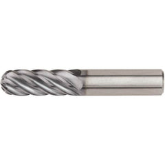 Kennametal - 1/2" Diam, 1-1/2" LOC, 6 Flute Solid Carbide Ball End Mill - AlTiN Finish, Single End, 3-1/2" OAL, 1/2" Shank Diam - Americas Industrial Supply