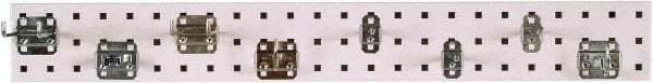 Triton - 4-1/2" Wide x 36" High Peg Board Strip - 1 Panel, 8 Hooks, Steel with Epoxy Coating, White - Americas Industrial Supply