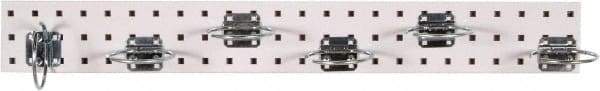 Triton - 4-1/2" Wide x 36" High Peg Board Strip - 1 Panel, 6 Hooks, Steel with Epoxy Coating, White - Americas Industrial Supply