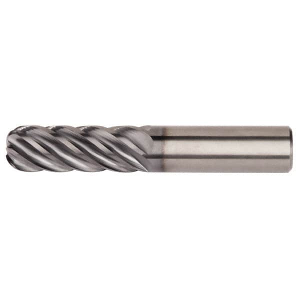 Kennametal - 1/2", 6 Flute, Single End, Solid Carbide, 0.12" Corner Radius End Mill - 3-1/2" OAL, 38° Helix, Right Hand Flute, 1-1/2" LOC, Right Hand Cut - Americas Industrial Supply
