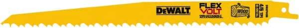 DeWALT - 9" Long x 1" Thick, Bi-Metal Reciprocating Saw Blade - Tapered Profile, 6 TPI, Toothed Edge, Tang Shank - Americas Industrial Supply