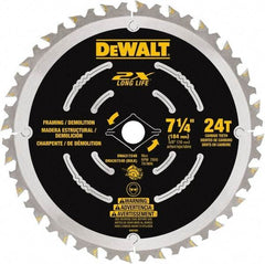 DeWALT - 7-1/4" Diam, 15.88mm Arbor Hole Diam, 48 Tooth Wet & Dry Cut Saw Blade - Steel, Framing Action, Standard Round Arbor - Americas Industrial Supply