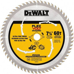 DeWALT - 7-1/4" Diam, 15.88mm Arbor Hole Diam, 60 Tooth Wet & Dry Cut Saw Blade - Steel, Smooth Action, Standard Round Arbor - Americas Industrial Supply