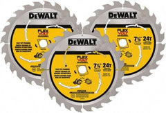 DeWALT - 7-1/4" Diam, 15.88mm Arbor Hole Diam, 24 Tooth Wet & Dry Cut Saw Blade - Steel, Smooth Action, Standard Round Arbor - Americas Industrial Supply