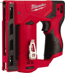 Milwaukee Tool - Battery Crown Stapler - 3/8" Staples, Red & Black - Americas Industrial Supply